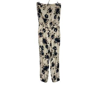 Aritzia Talula Green Cream Floral Strapless Jumpsuit Womens S Jogger Beachy Vaca